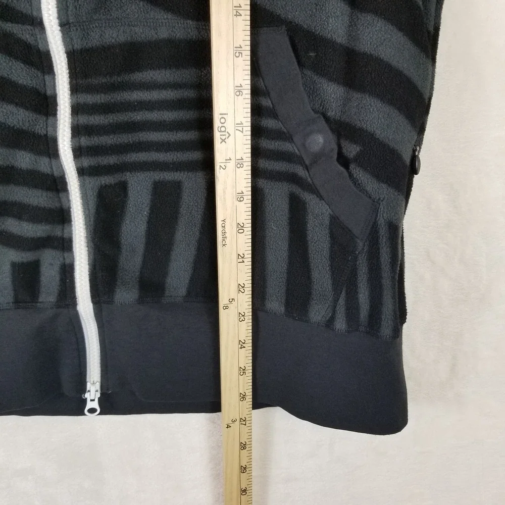 Staple Design‎ TEC Hoodie Mens Medium Black Grey Striped Fleece Knowmatic Kit